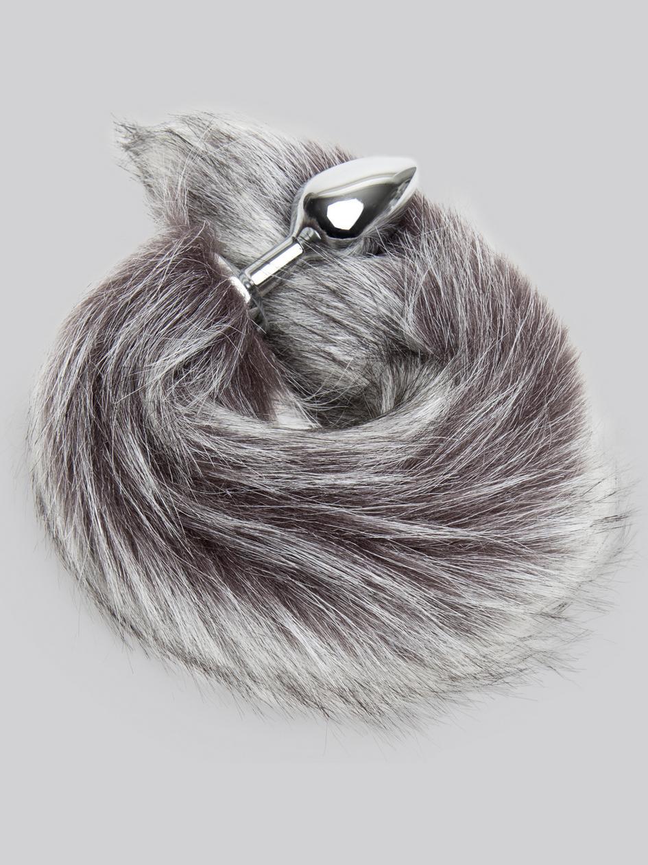 Deluxe Stainless Steel Medium Faux Silver Fox Tail Butt Plug | Non-Vibrating Butt Plugs Butt Plugs Non-Vibrating Butt Plugs