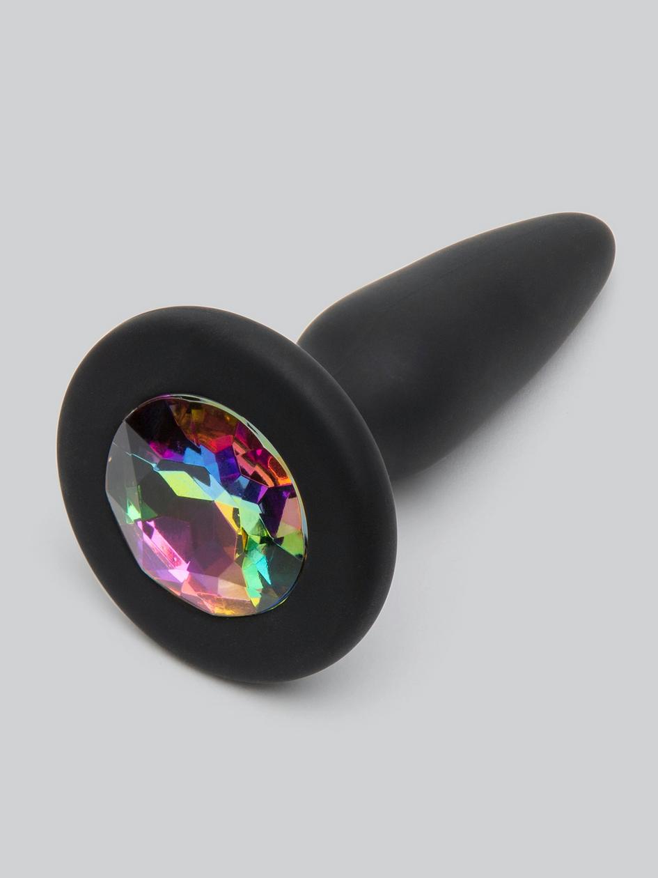 Glams Silicone Black Mini Butt Plug with Rainbow Crystal 3 Inch | Jewelled Butt Plugs Beginners Butt Plugs Beginners Butt Plugs