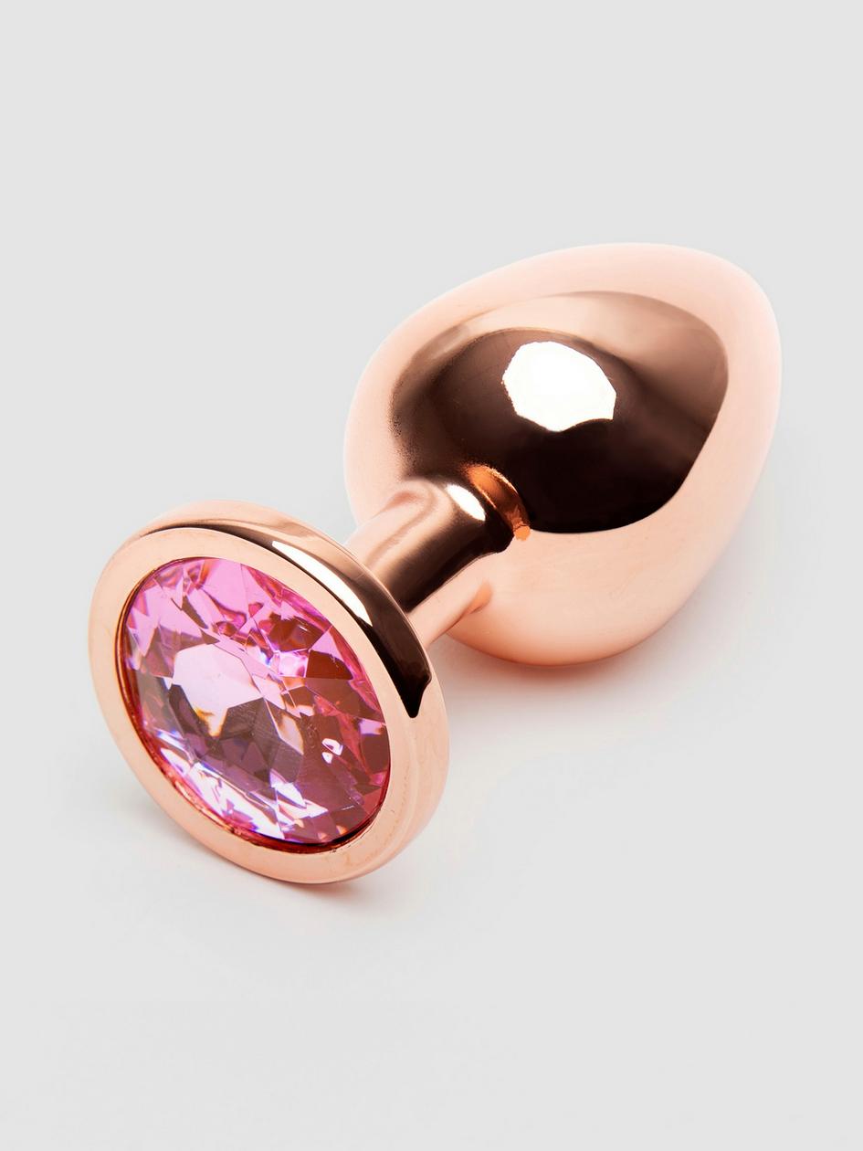 Rear Assets Medium Jewelled Rose Gold Aluminium Butt Plug 2.5 Inch | Non-Vibrating Butt Plugs Butt Plugs Jewelled Butt Plugs